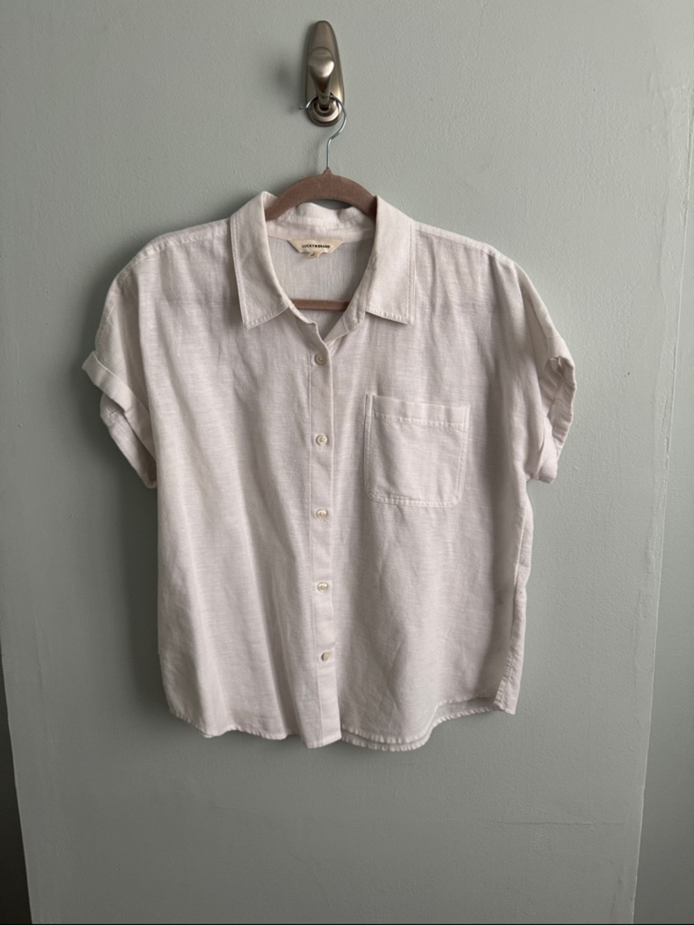 Lucky Brand white Short-Sleeve Button-Down Shirt